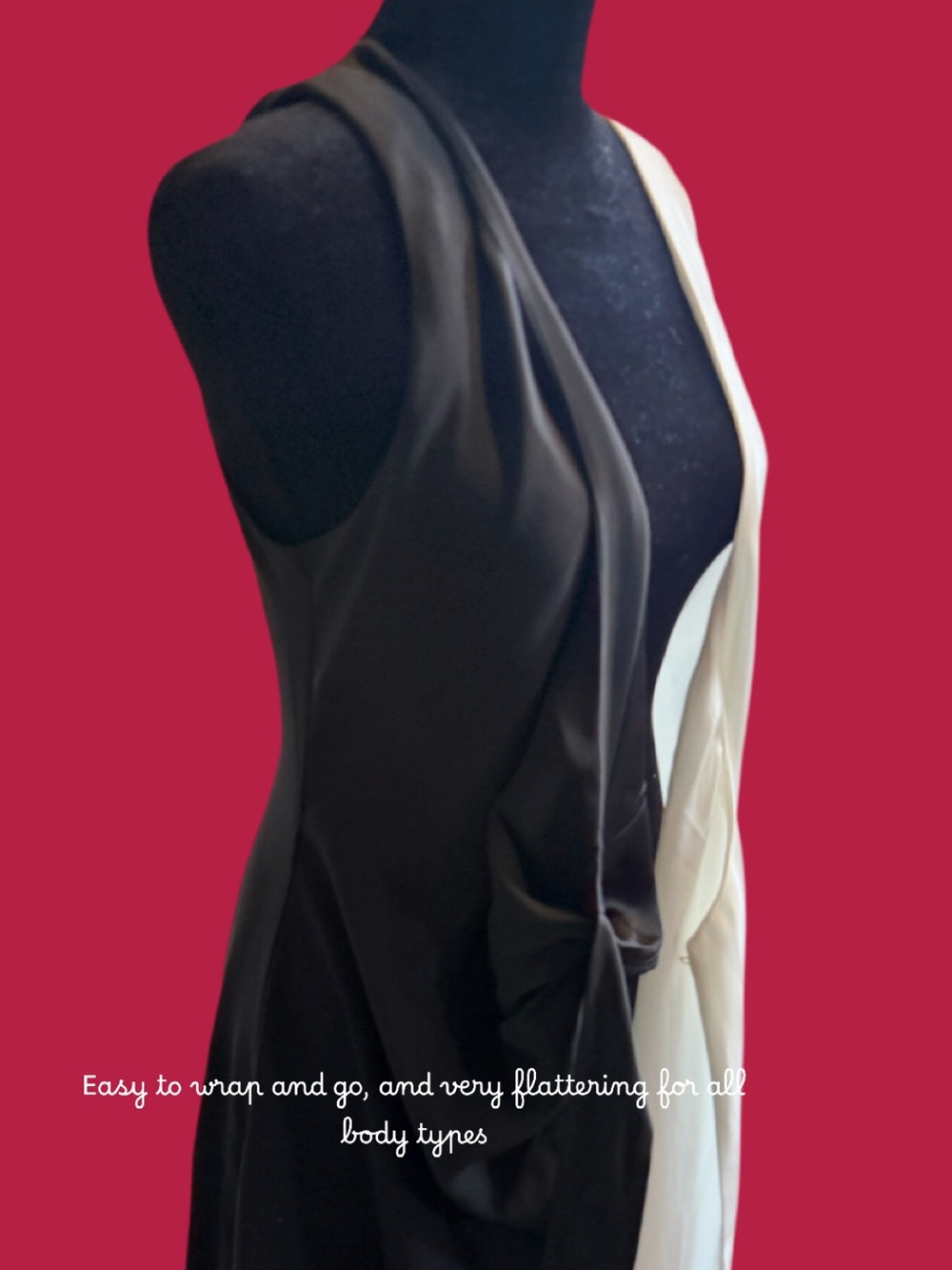 NWT- Mango! Womens Black and white wrap dress, slimming and timeless size small - Picture 10 of 13